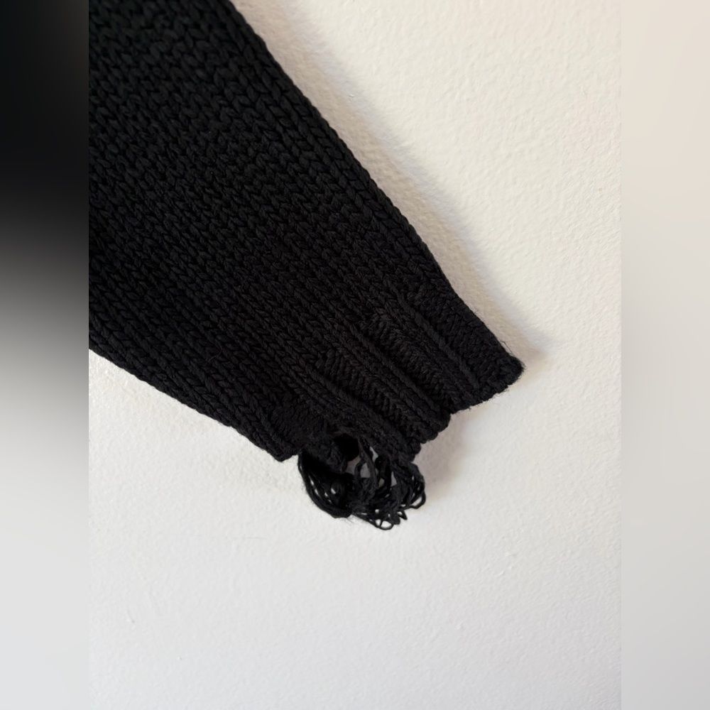 Mastermind World Black Distressed Knit Cotton Skull Sweater Size Large - Picture 8 of 16